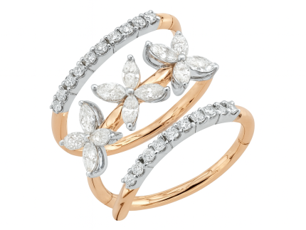 انگشتر طلا شکوفه سه لاین