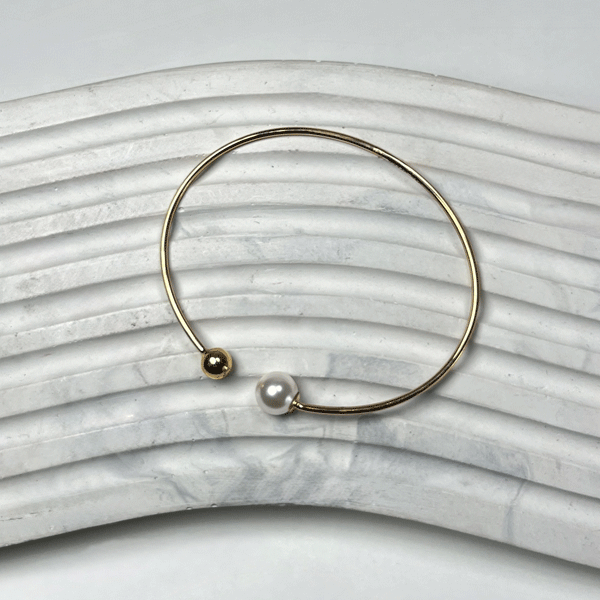 دستبند طلا بنگل مرواریدی