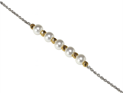 دستبند طلای ظریف زنانه مرواریدی