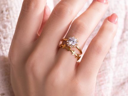 انگشتر طلا طرح برگ زیتون