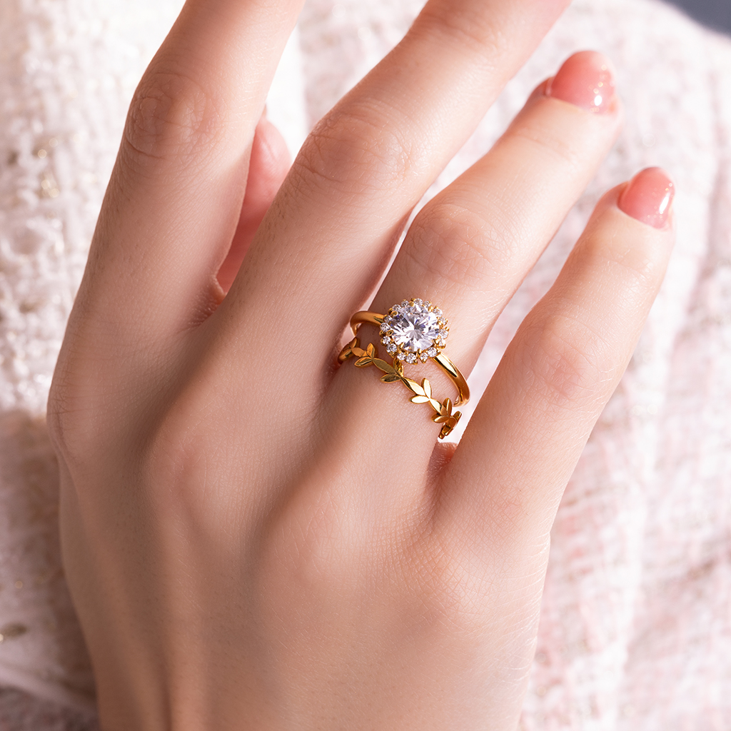 1X0A3181 انگشتر طلا طرح برگ زیتون