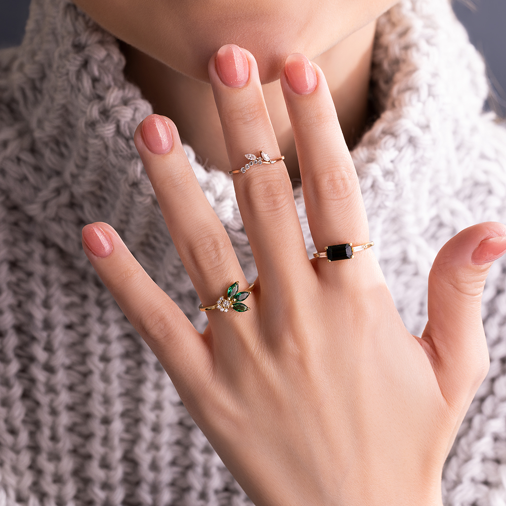 انگشتر طلا طرح برگ زیتون - انگشتر طلا ظریف یک گرمی -