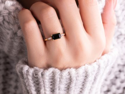 انگشتری طلا مدل تورمالین مستطیل