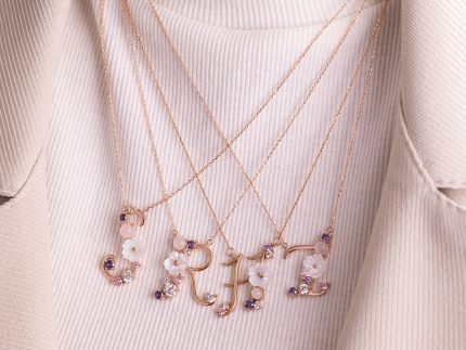 گردبند طلا مدل صدفی رزگلد حرف H