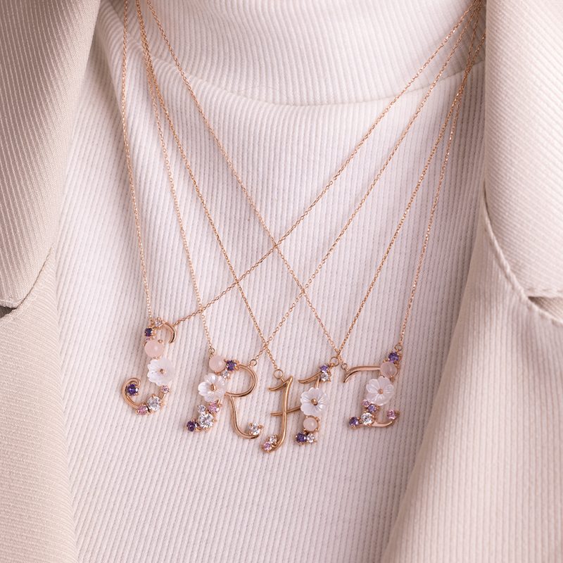 گردبند طلا مدل صدفی رزگلد حرف H