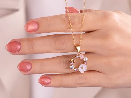 پلاک طلا مدل صدفی رزگلد