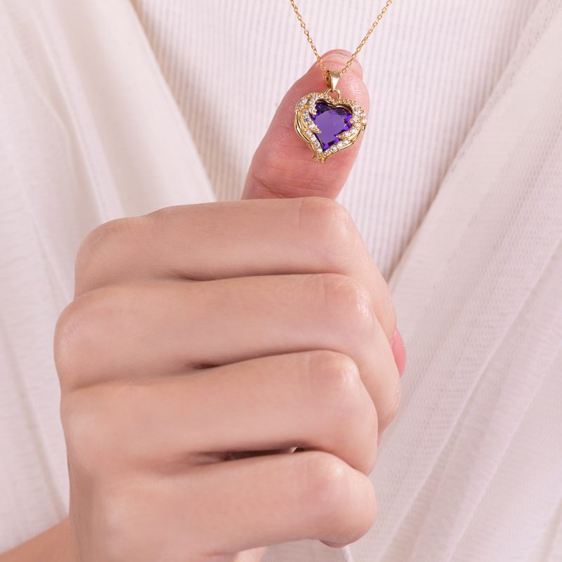 پلاک طلا قلب کوچک بنفش