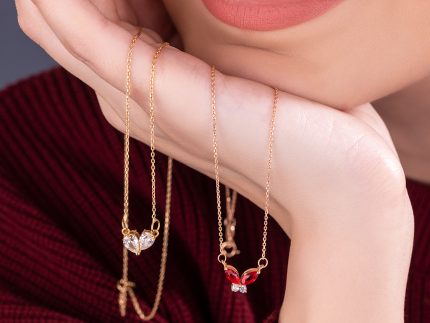 گردنبند طلا قلبی دو اشک