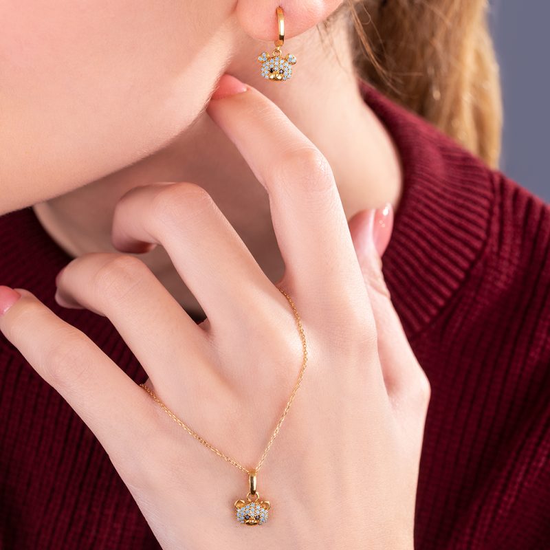 نیم ست طلا دخترانه مدل خرس