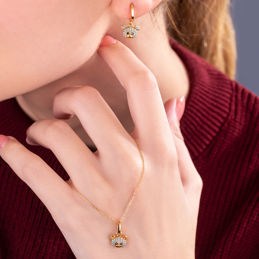 1X0A3515 نیم ست طلا دخترانه مدل خرس