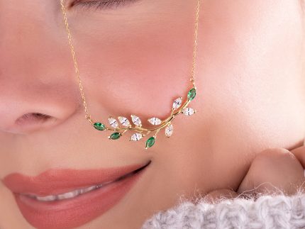 گردنبند طلا جدید مدل شاخه و برگ
