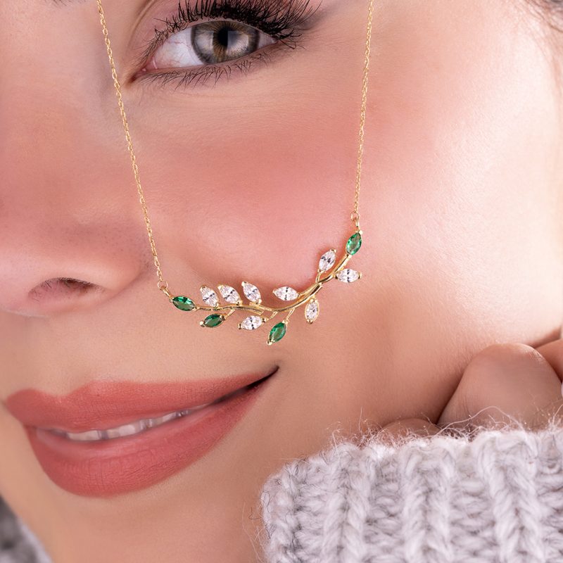 گردنبند طلا جدید مدل شاخه و برگ