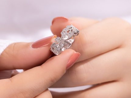 قیمت انگشتر طلا بزرگ زنانه مجلسی مدل برگ