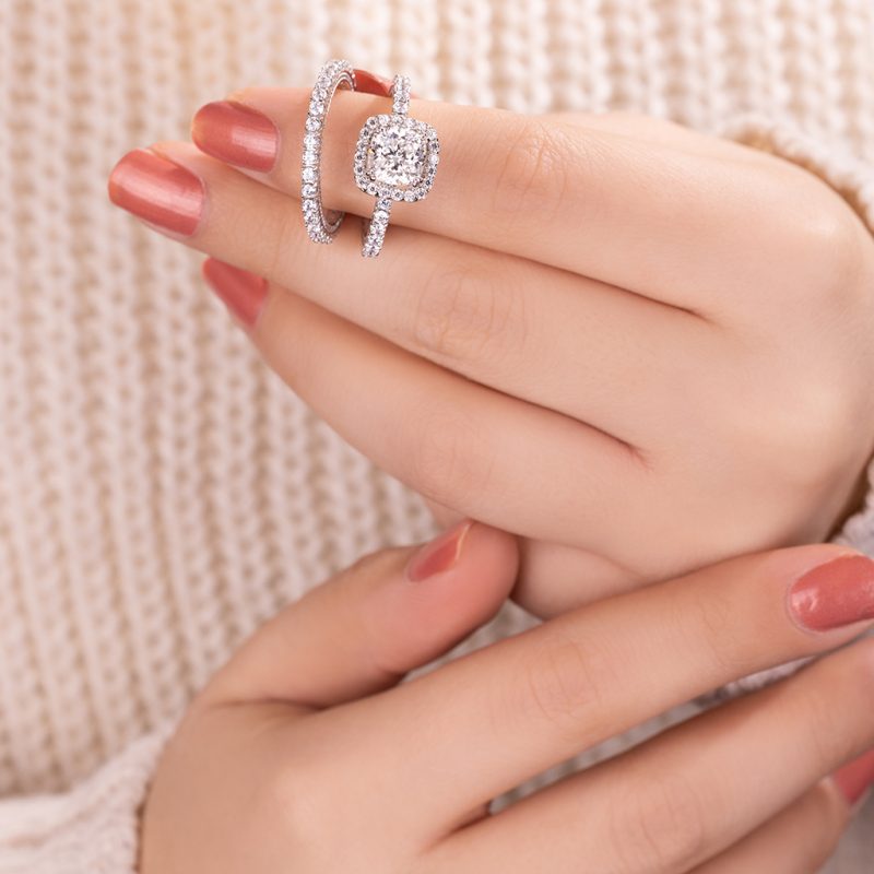 حلقه پشت حلقه طلا مدل کوشن