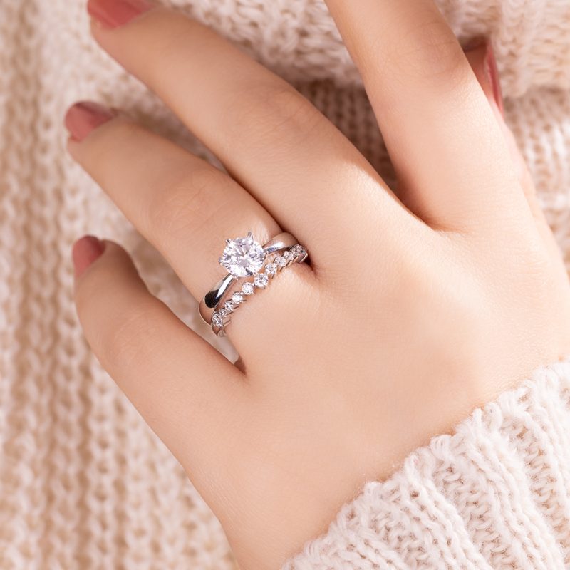 حلقه و پشت حلقه طلا مدل سولیتر