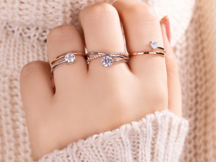 انگشتر طلا چندتایی مدل گرد چند لاین