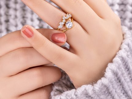 حلقه و پشت حلقه طلا مدل ماکیز و گرد