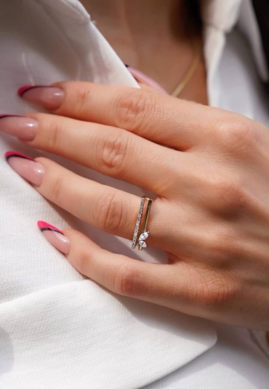 انگشتر طلا مینیمال دو لاین