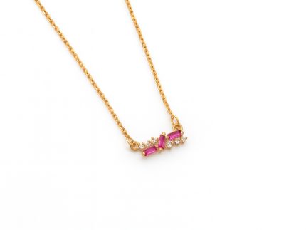 گردنبند طلا مدل سنگ صورتی