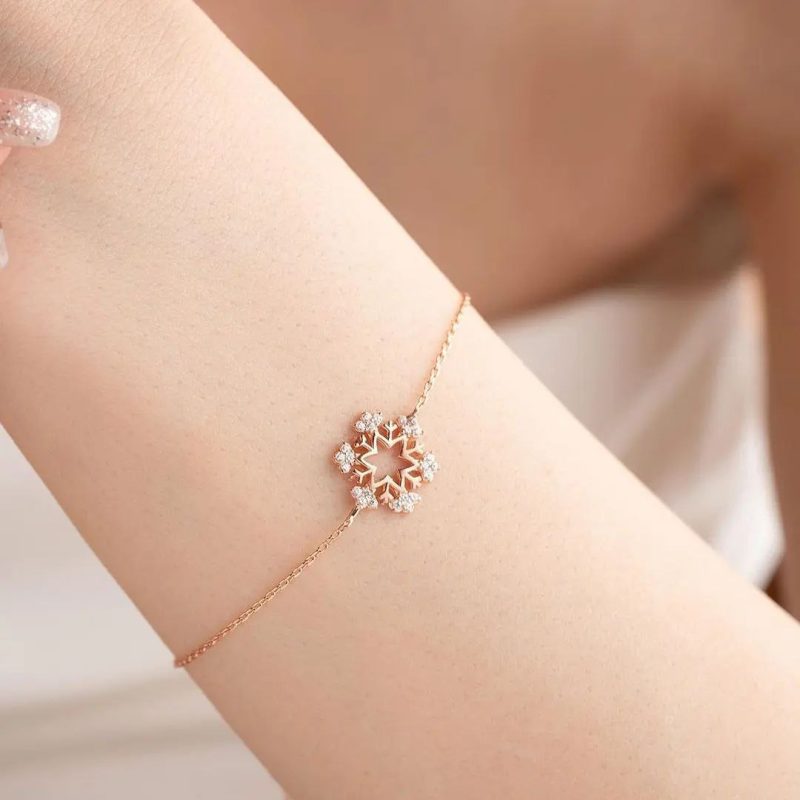 دستبند طلای ظریف مدل دونه برف