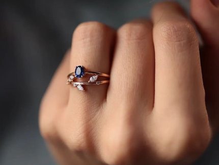 انگشتر طلا نگین دار جدید برگ