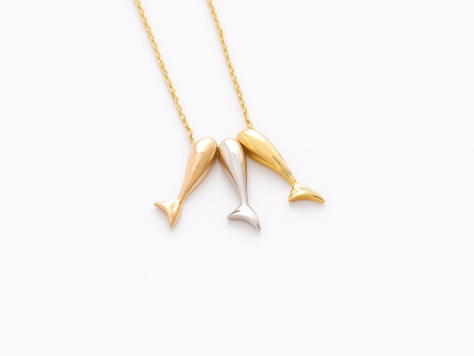 گردنبند طلا مدل سه ماهی