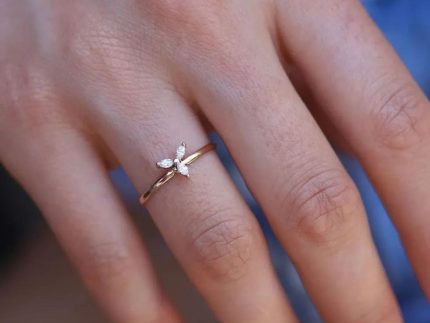 انگشتر طلا سه پر مارکیز