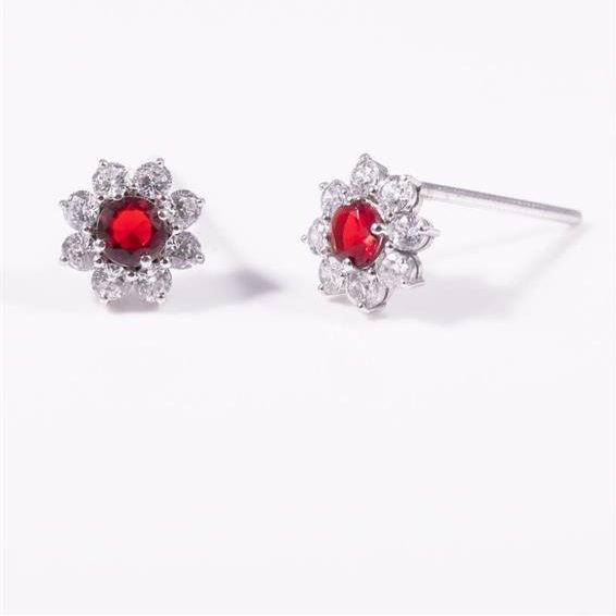 نیم ست طلا شکوفه سنگ قرمز