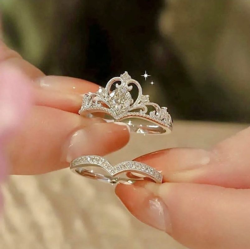 حلقه و پشت حلقه طلا تاج