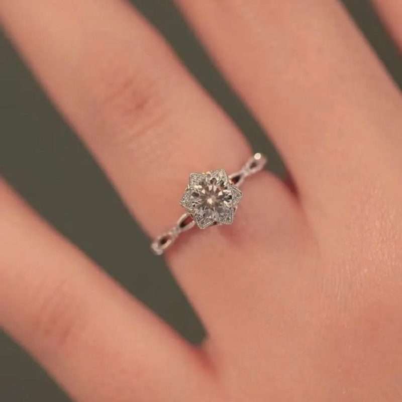 حلقه طلا ستاره دو رنگ