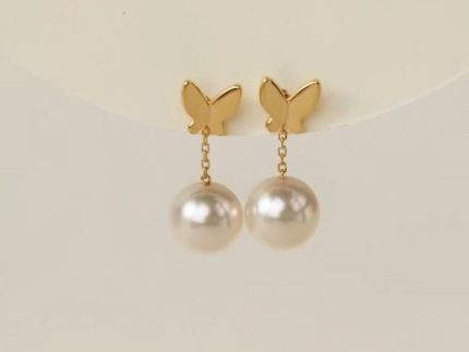 گوشواره طلا پروانه و مروارید