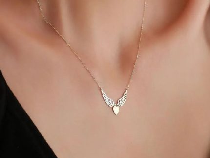 گردنبند طلا بال فرشته و قلب