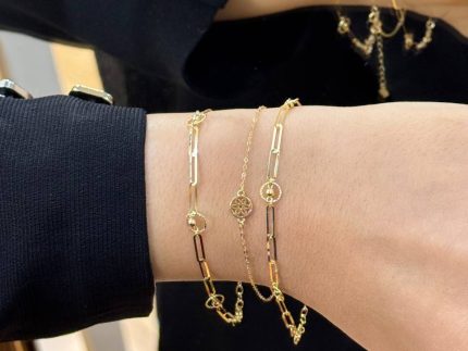 دستبند طلا گل دایره