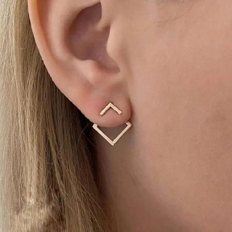 گوشواره طلا مربع