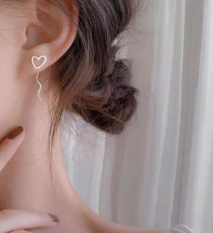 گوشواره طلا بخیه ای قلب