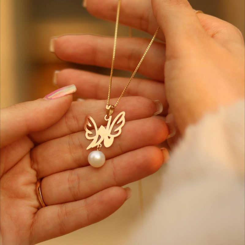 آویز طلا مادر با مروارید