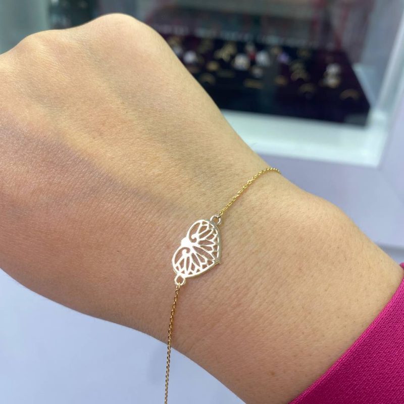 دستبند طلا قلب لیزری