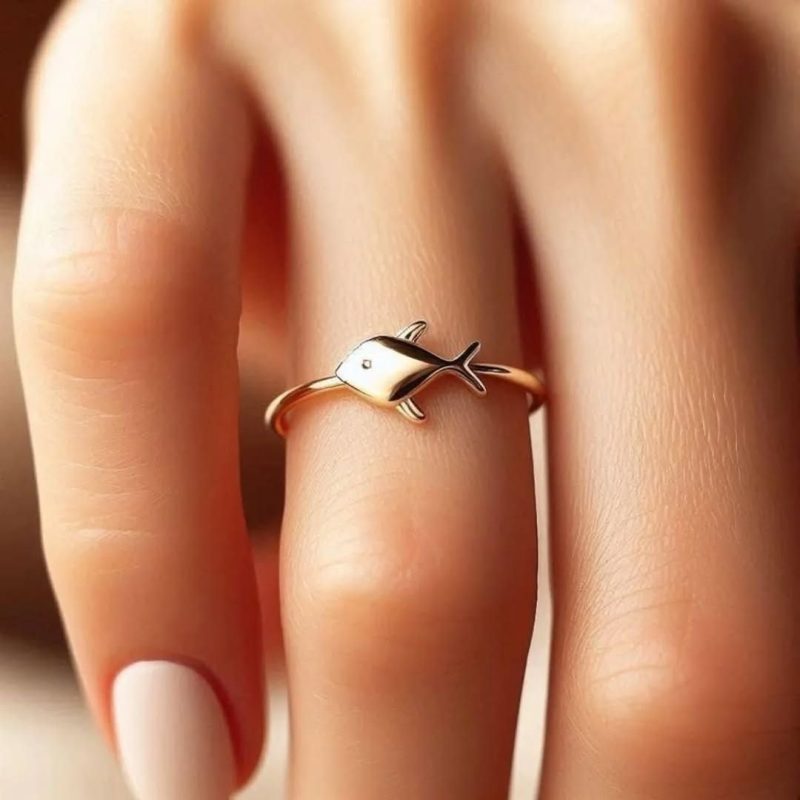 انگشتر طلا مینیمال طرح ماهی