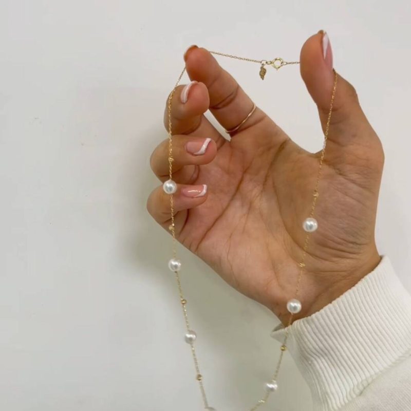 زنجیر طلا مدل مروارید و گوی