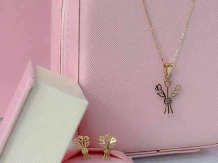 نیم ست طلا دسته گل