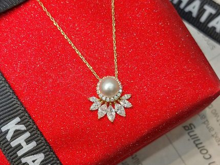 گردنبند طلا مینیمال مدل مروارید و مارکیز