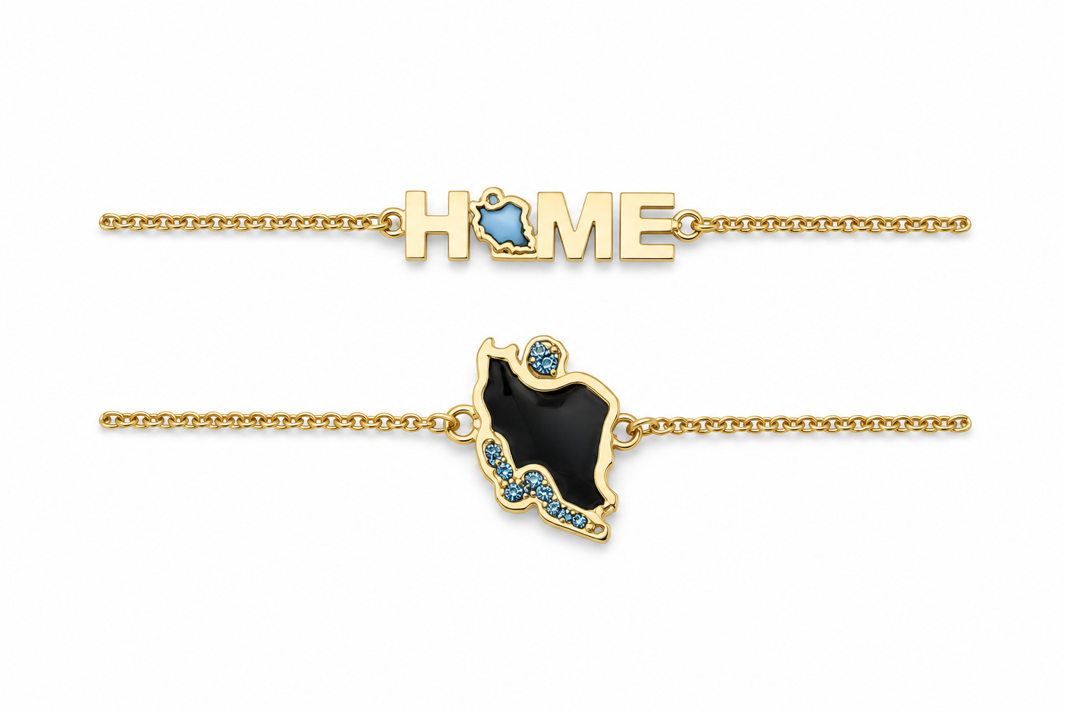 015-home-iran-bracelet-set-white ست دستبند طلای خانه و ایران - تصویر 1