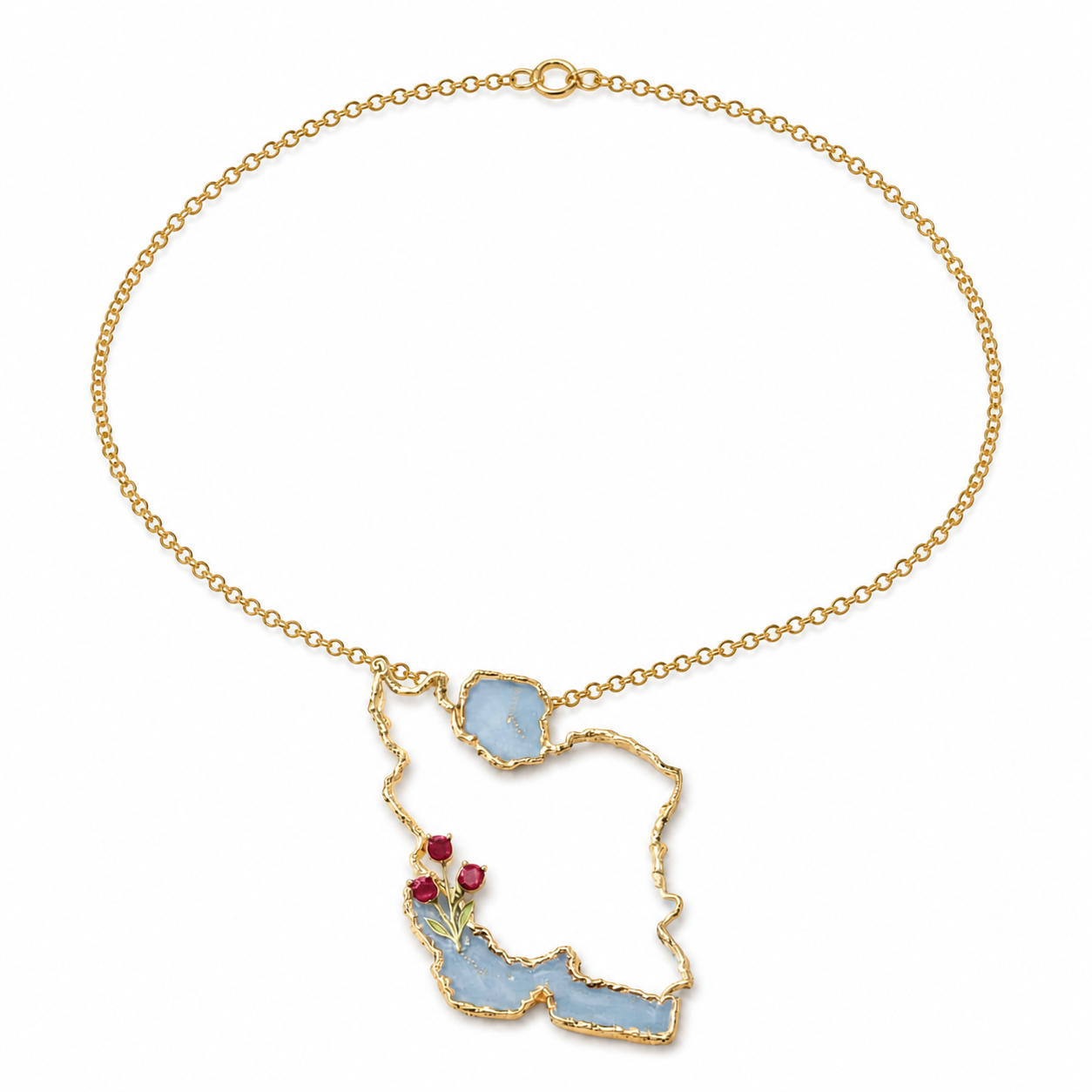 019-iran-gulf-flower-necklace-white گردنبند طلای نقشه ایران و خلیج فارس - تصویر 1