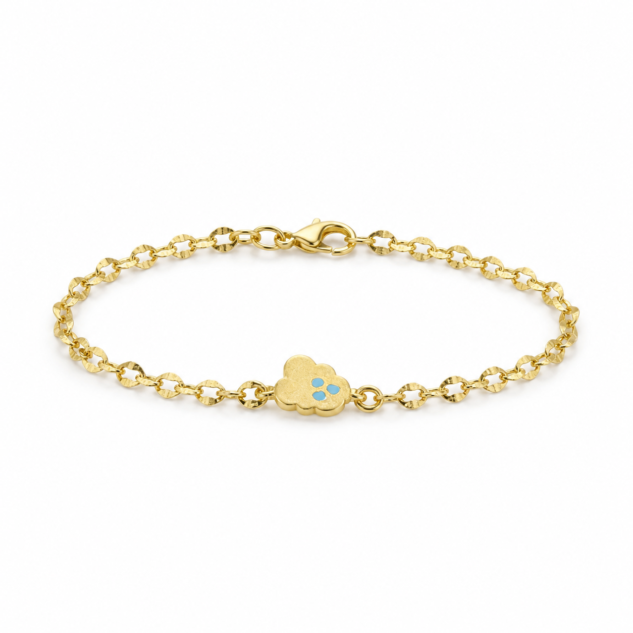 042-solid-cloud-blue-detail-bracelet-white دستبند طلای ابر با جزئیات آبی - تصویر 1